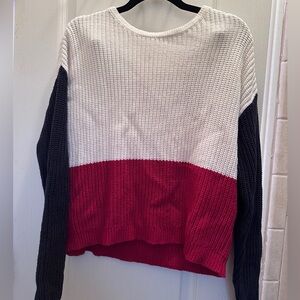 La Hearts Tri-Color Sweater - White, Red, and Black